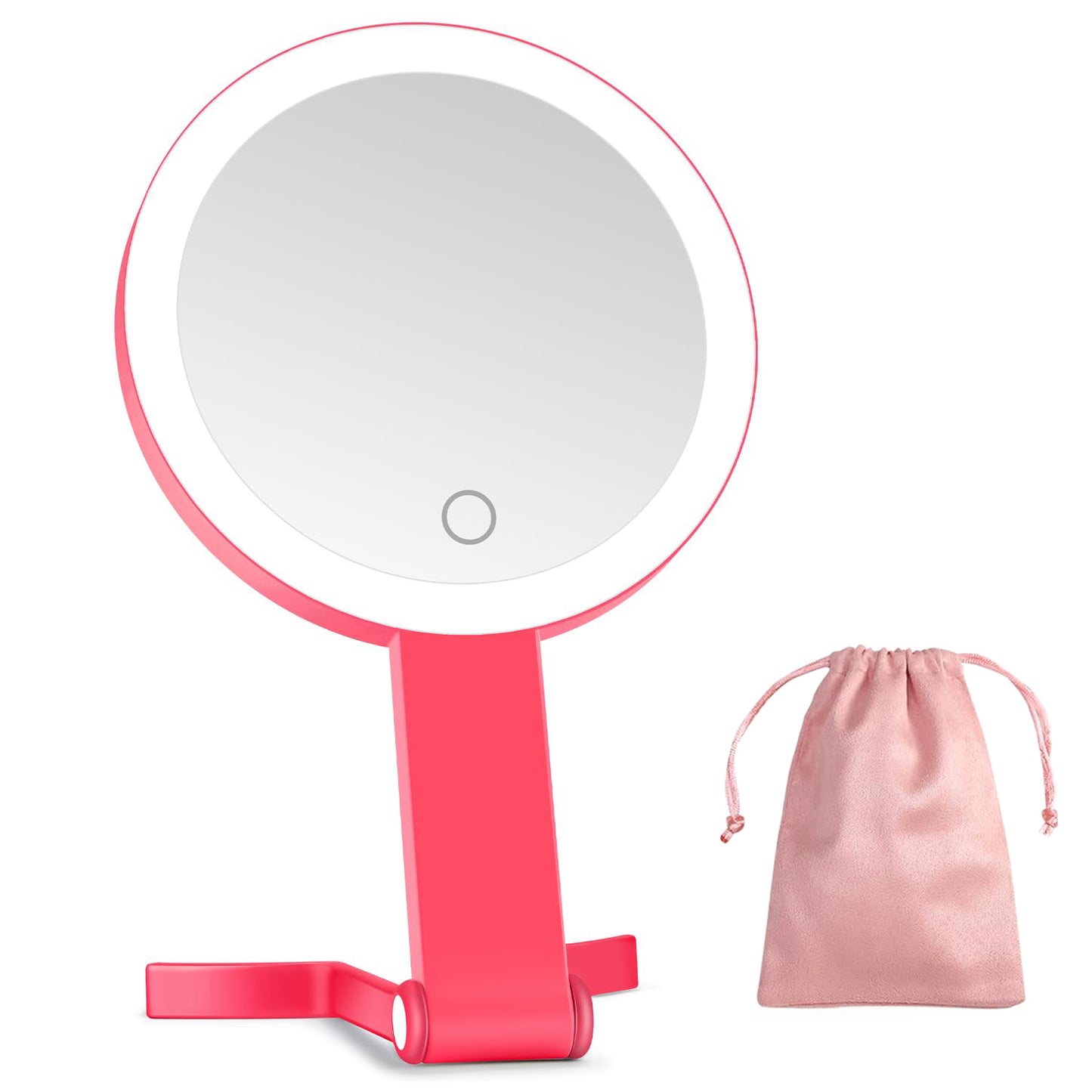 1X/10X Dual Sided LED Makeup Mirror 360° Rotation - Portable for Travel