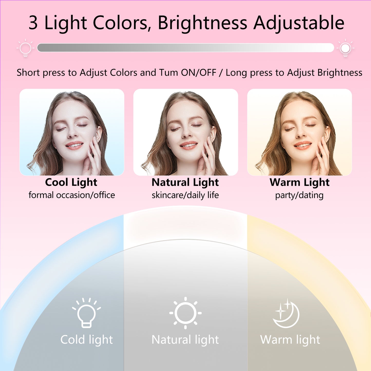 1X/10X Dual Sided LED Makeup Mirror 360° Rotation - Portable for Travel