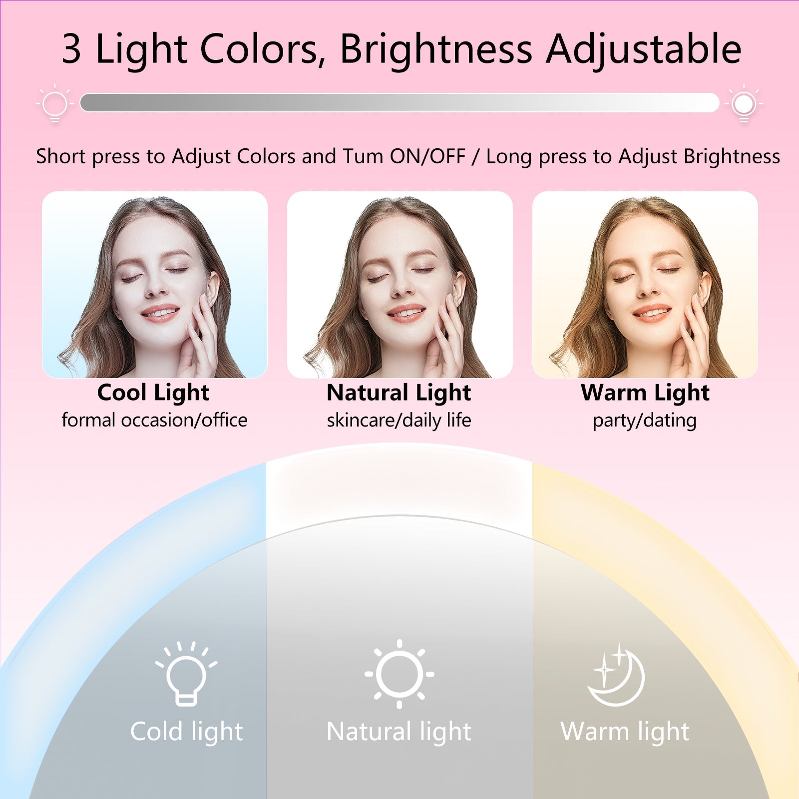 1X/10X Dual Sided LED Makeup Mirror 360° Rotation - Portable for Travel.