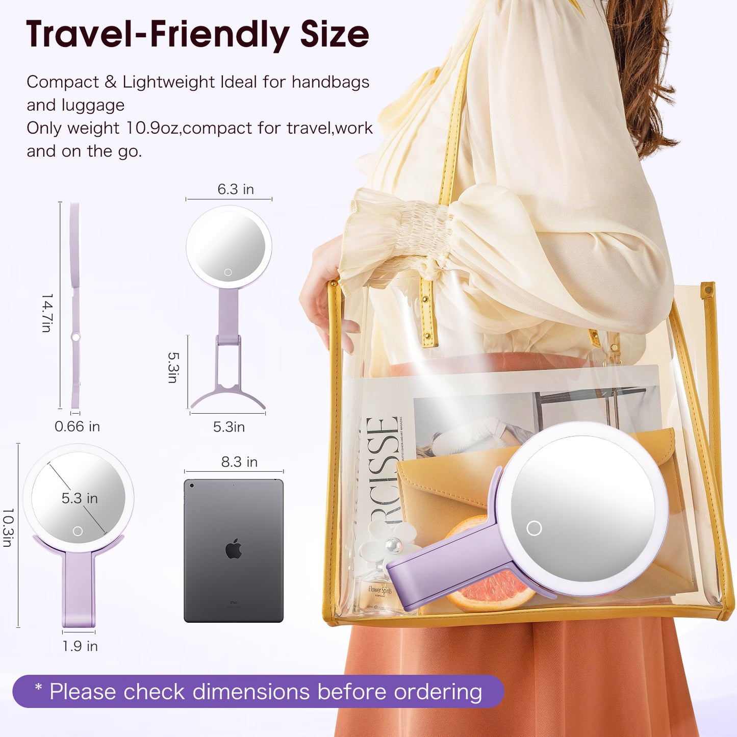 Dual-Sided LED Makeup Mirror – 10X Magnification, 3 Light Modes, Travel-Friendly Design